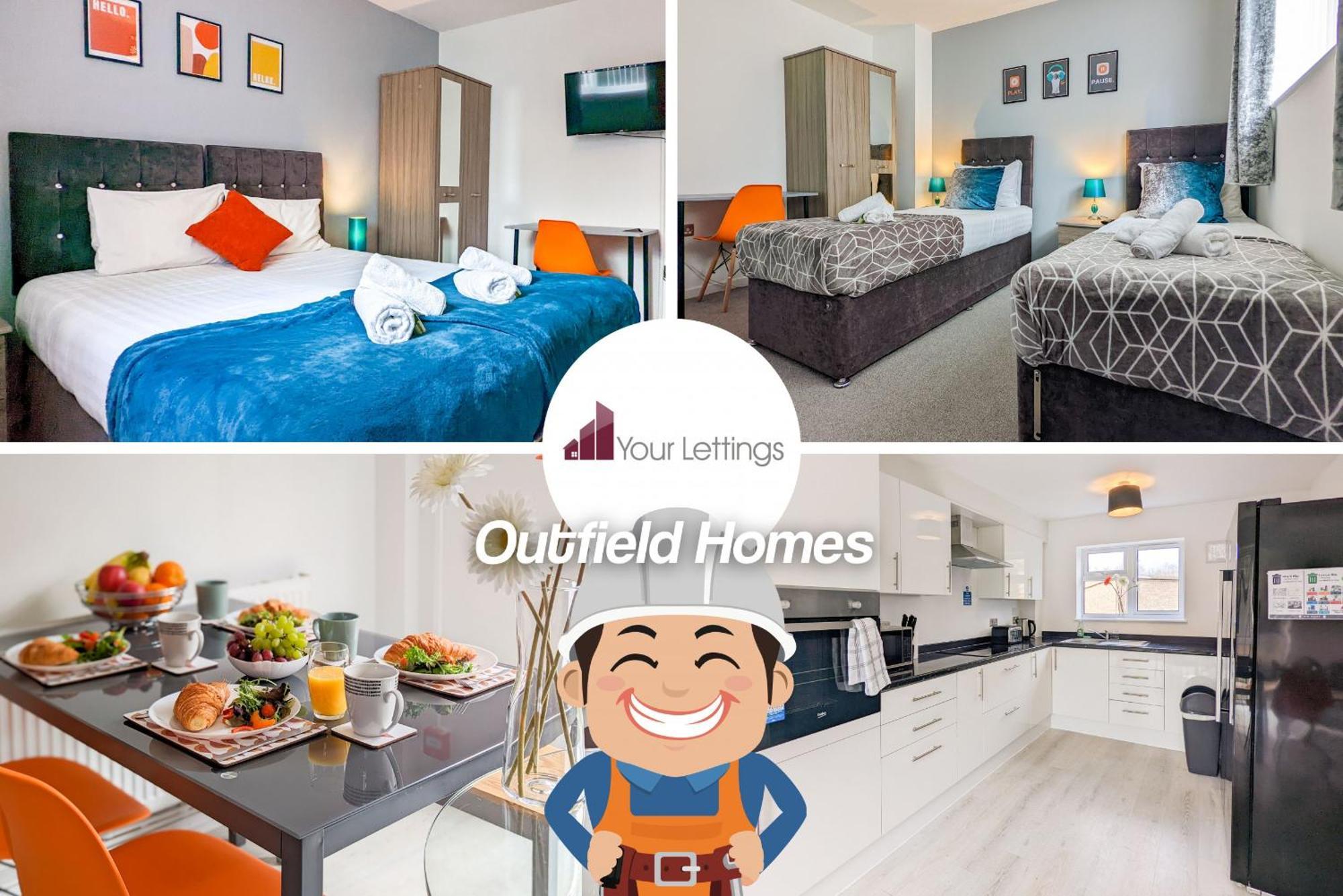 Outfield Homes: 5-bedroom Contractor House With Wi-fi Holiday home Peterborough